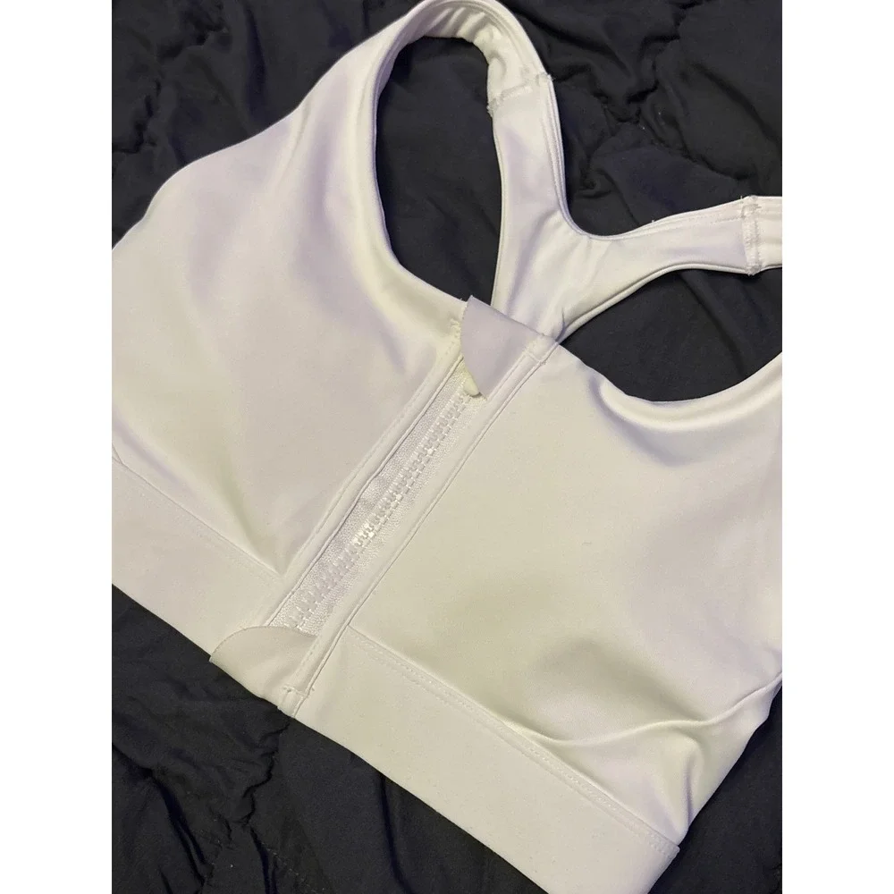 Avia Womens‎ White Front Zip Racerback High Impact Sports Bra, Size S 4-6